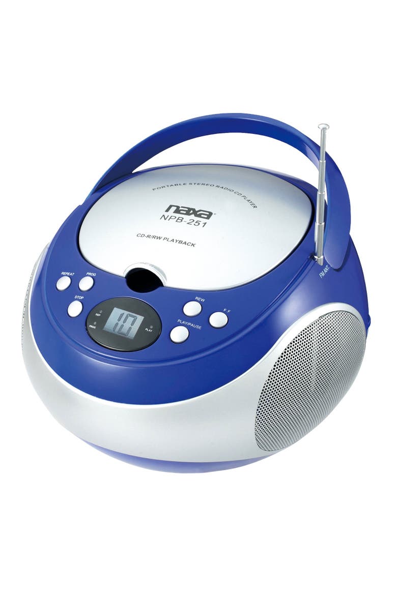 Portable CD Player with AM/FM Stereo Radio, Main, color, Blue