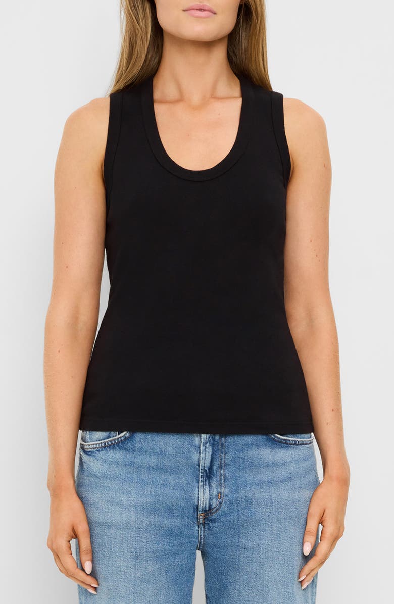 Michael Stars Brynn Scoop Neck Muscle Tank, Main, color, Black