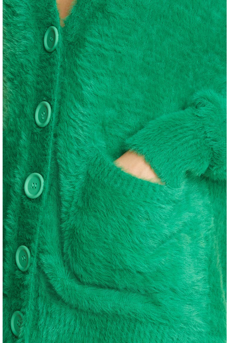 Bix Fuzzy Cardigan, Alternate, color, KELLY GREEN