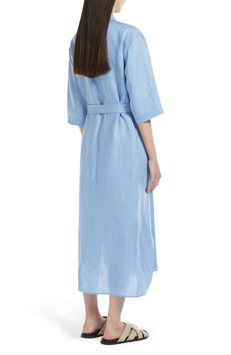 MM by Max Mara Salute Linen Shirtdress, Alternate, color, Light Blue