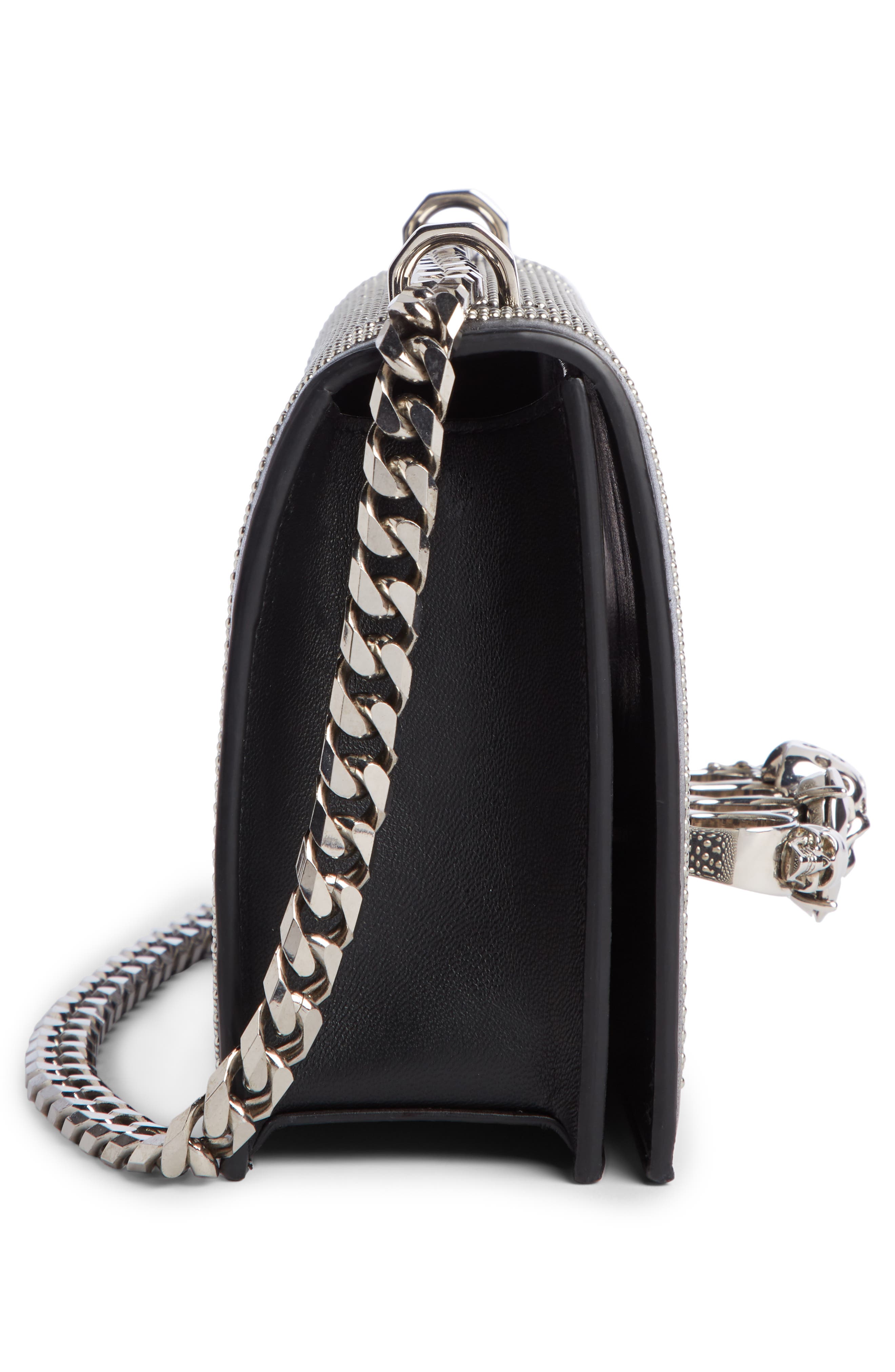 McQueen Alexander McQueen Studded Leather Crossbody Knuckle Bag, Alternate, color, 
