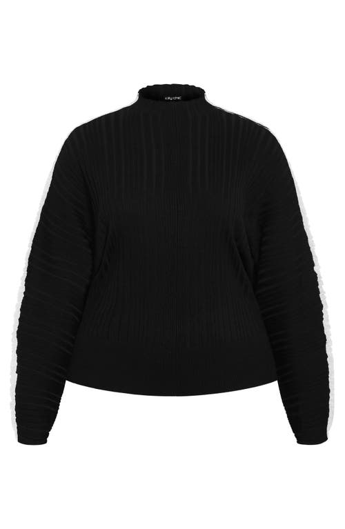 City Chic Miranda Funnel Neck Sweater In Black