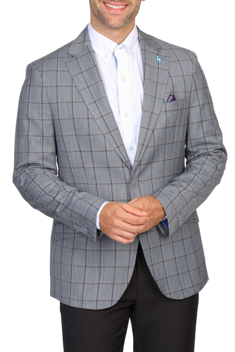 Mélange Windowpane Sport Coat, Main, color, MELANGE GREY