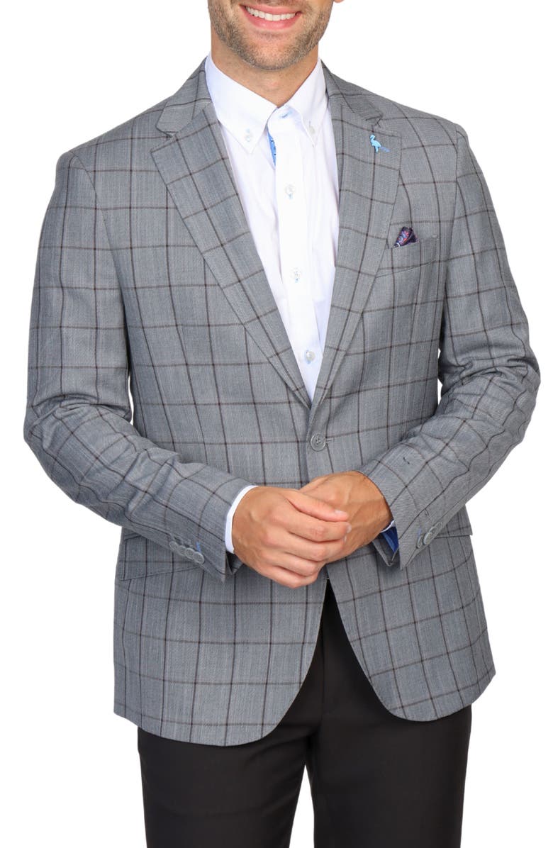 TailorByrd Mélange Windowpane Sport Coat, Main, color, Melange Grey