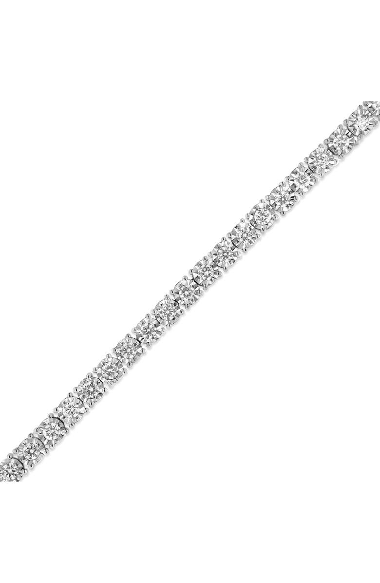 Haus of Brilliance Silver 3.0 Cttw Diamond Illusion-Set Miracle Plate Tennis Bracelet, Alternate, color, White