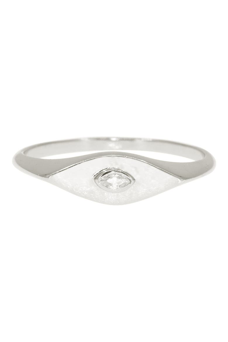 Minimalist Evil Eye Ring, Alternate, color, SILVER