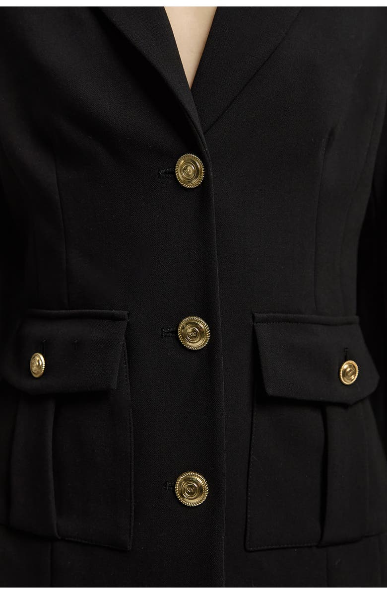 Karen Millen Petite Military Single Breasted Blazer, Alternate, color, Black