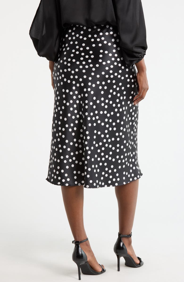Renee C Polka Dot Midi Skirt, Alternate, color, Black