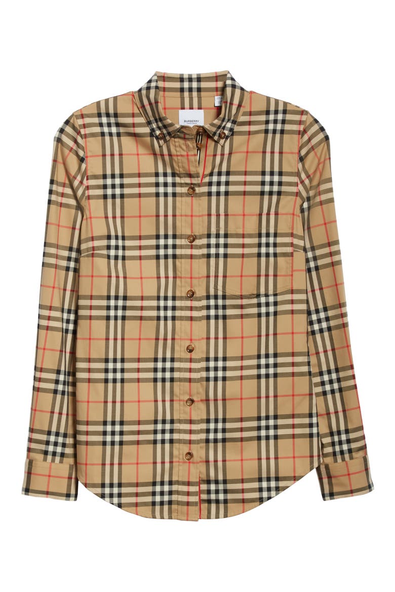 Lapwing Vintage Check Stretch Cotton Shirt, Alternate, color, ARCHIVE BEIGE IP CHK