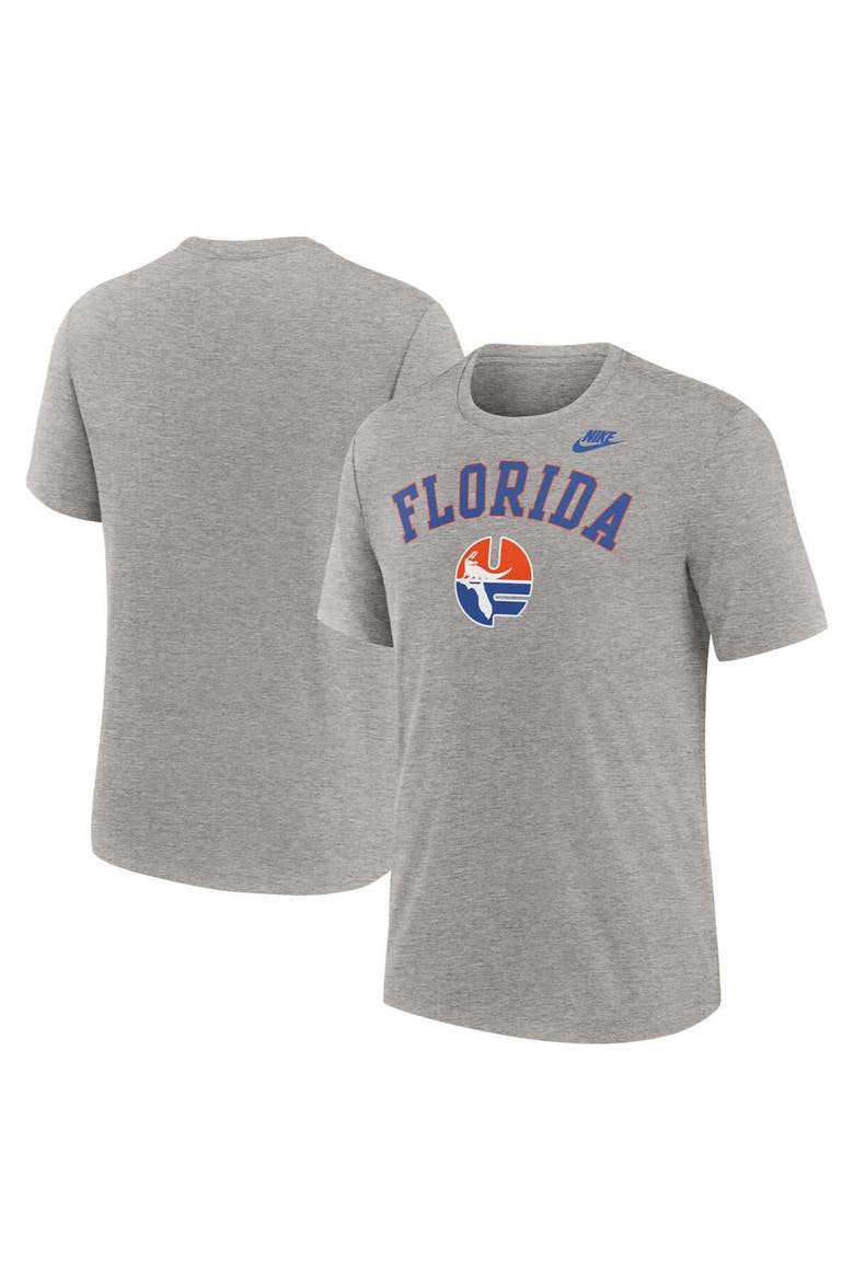 Men's Nike Heather Gray Florida Gators Legacy Arch Tri-Blend T-Shirt, Alternate, color, Heather Gray