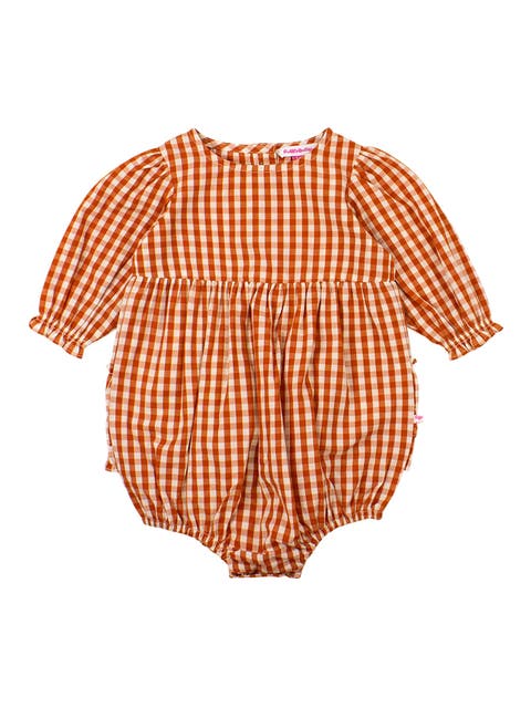 Baby Girls Woven Long Sleeve Bubble Romper