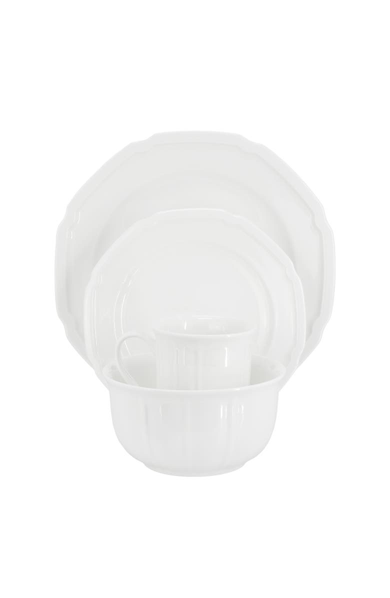 Meritage Bavaria 16 piece Scallop Rim Bone China Dinnerware Set, Alternate, color, White