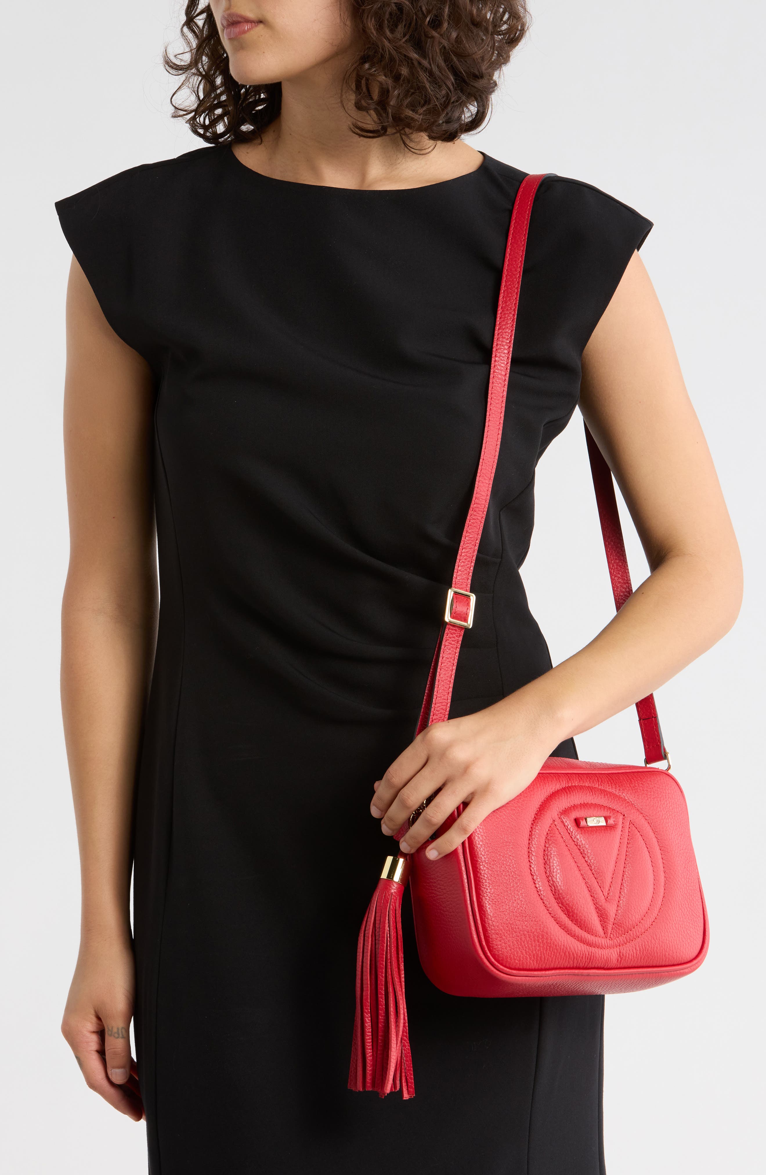 VALENTINO BY MARIO VALENTINO Mia Dollaro VLOGO Leather Crossbody Bag, Alternate, color, Red