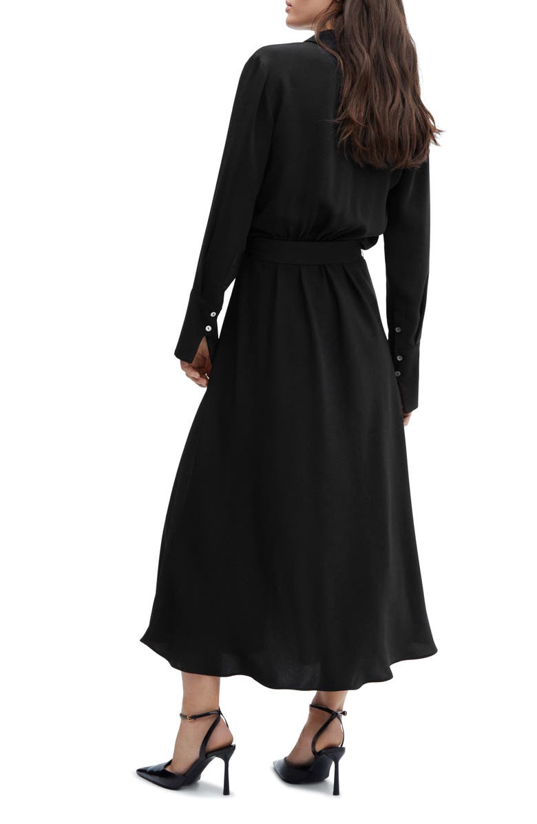 MANGO Long Sleeve Wrap Maxi Shirtdress, Alternate, color, 