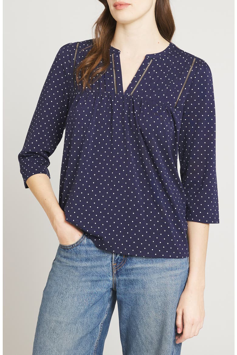 Pintuck Knit Top, Main, color, MEDIEVAL BLUE