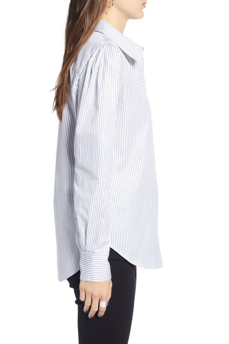 Pleated Sleeve Stripe Shirt, Alternate, color, WHITE STOCKHOLM STRIPE