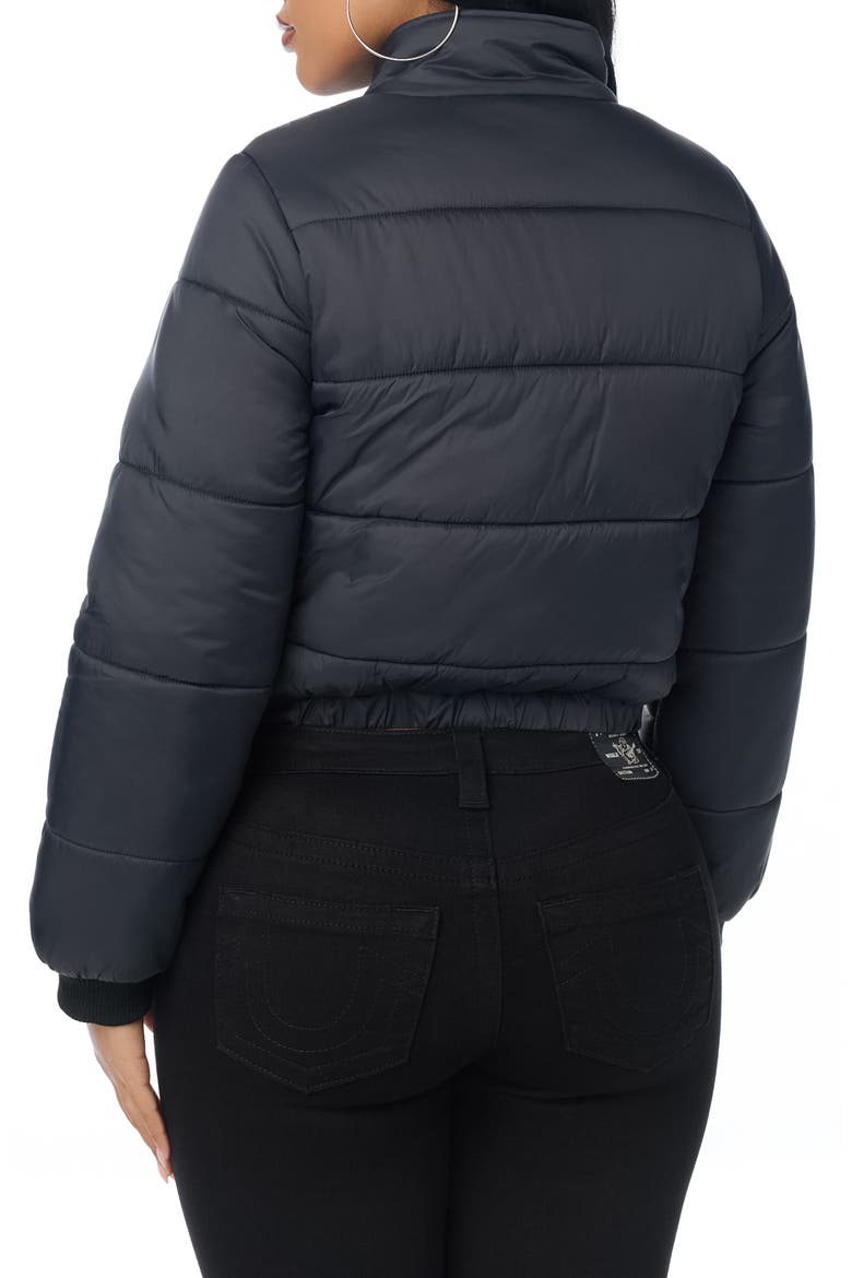 Collared Puffer Jacket, Alternate, color, JET BLACK