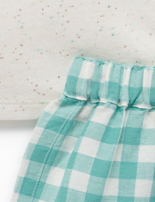 Purebaby Tee & Gingham Short Set In White