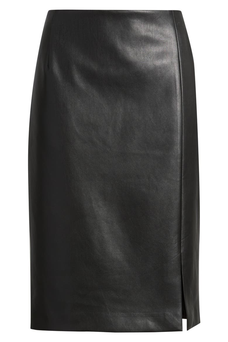 Faux Leather Pencil Skirt, Alternate, color, BLACK