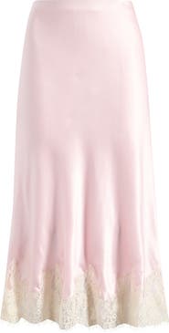 Reformation Carolina Lace Trim Silk Midi Skirt