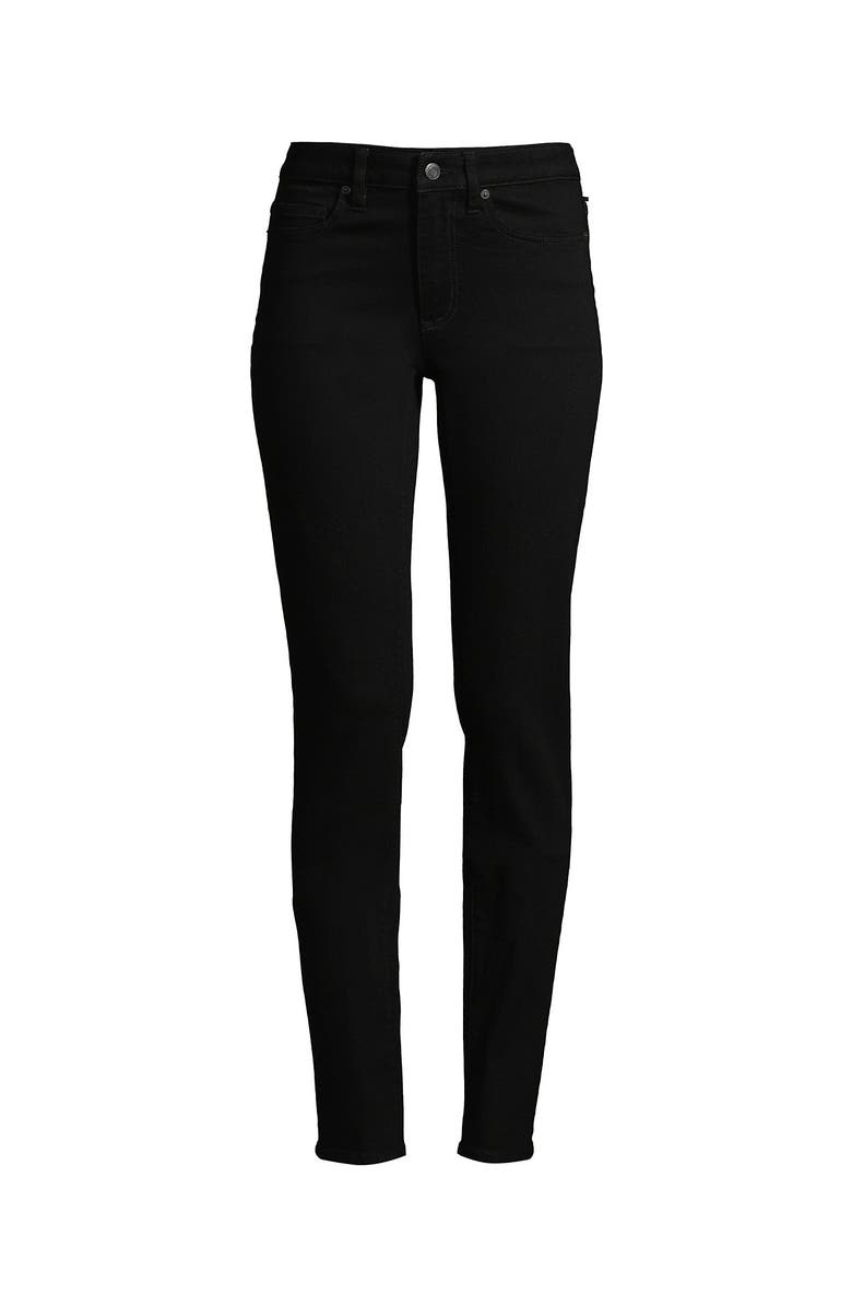 Lands' End Plus Size Mid Rise Straight Leg Blue Jeans, Alternate, color, Black