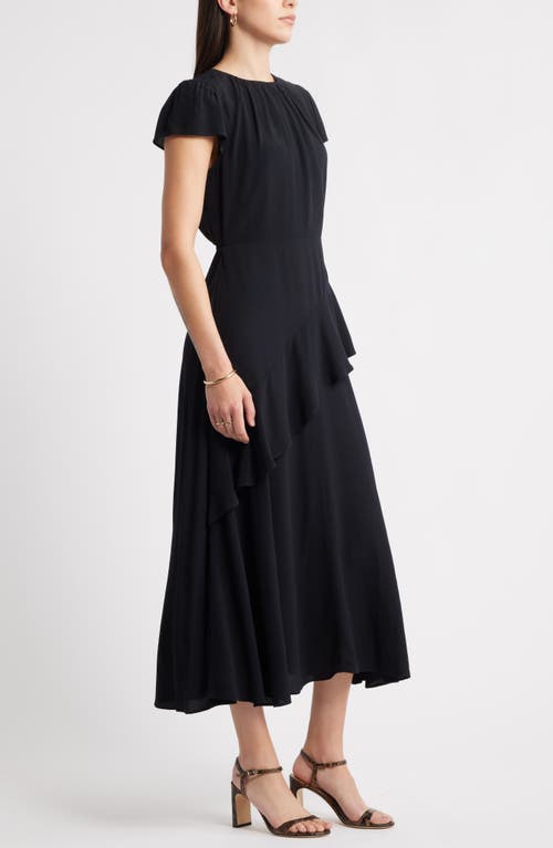 Caslonr Caslon(r) Flutter Sleeve Ruffle Maxi Dress In Black
