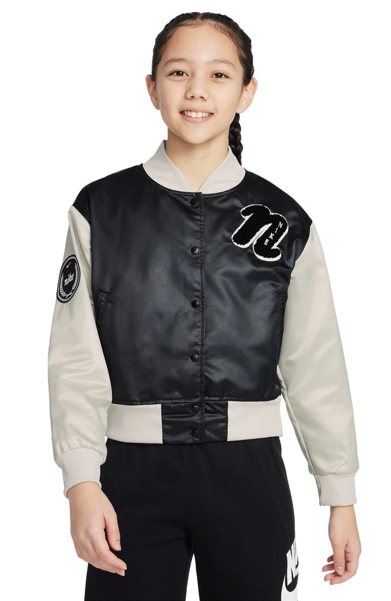 Nike Kids' Sportswear Satin Varsity Jacket, Main, color, 