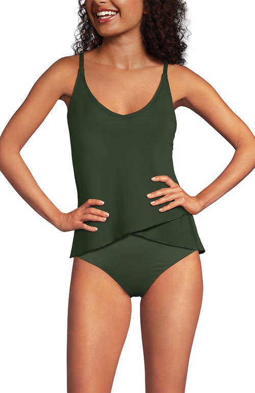 Lands' End Tulip Hem Tankini Top In Rich Olive Green