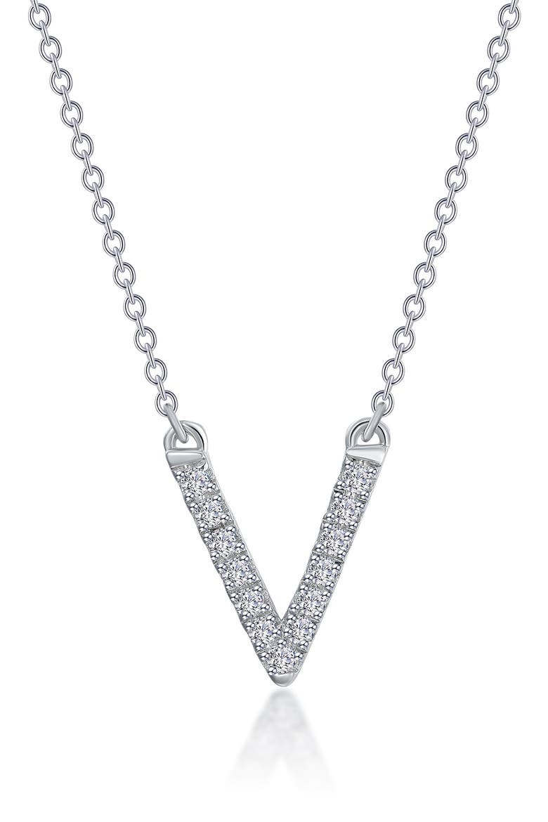 Pavé V-Pendant Necklace, Main, color, WHITE