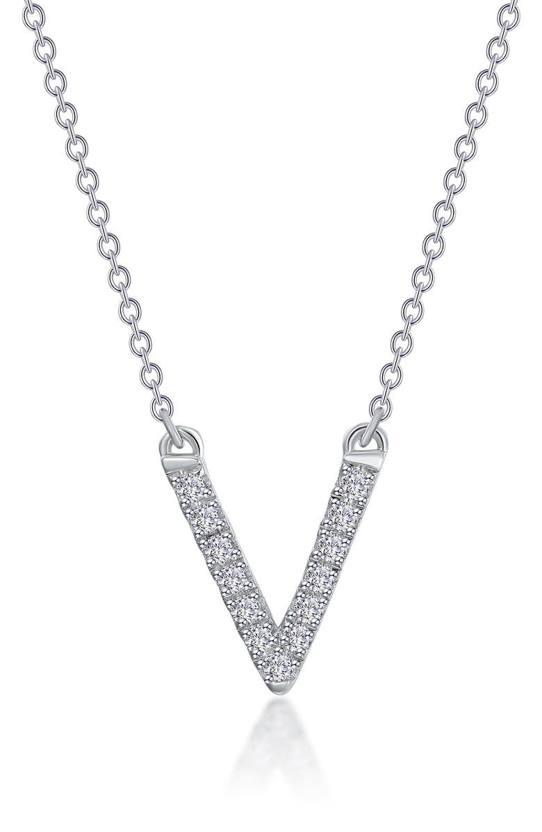 Lafonn Pavé V-Pendant Necklace, Main, color, White