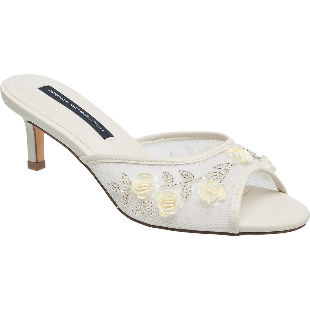 French Connection Ritz Mesh Kitten Heel In White