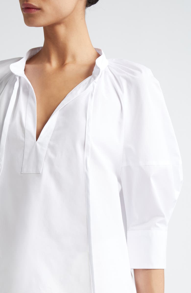 Max Mara Carpi Puff Sleeve Cotton Poplin Top, Alternate, color, 