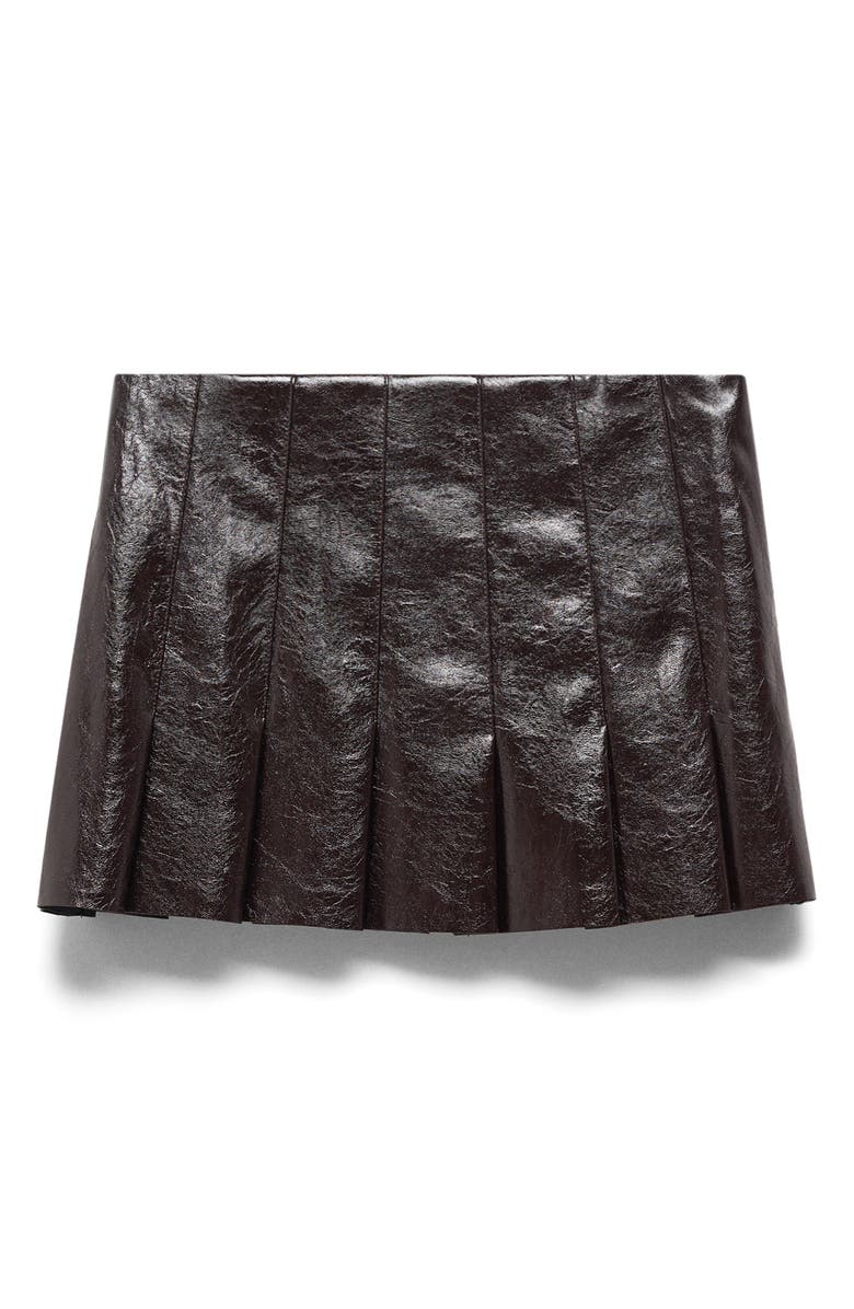 MANGO Pleated Faux Leather Miniskirt, Alternate, color, 