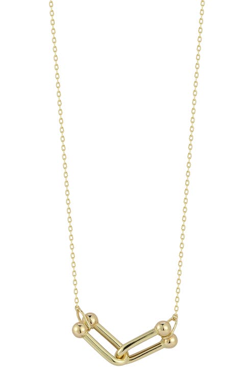 14K Gold Chevron Link Pendant Necklace