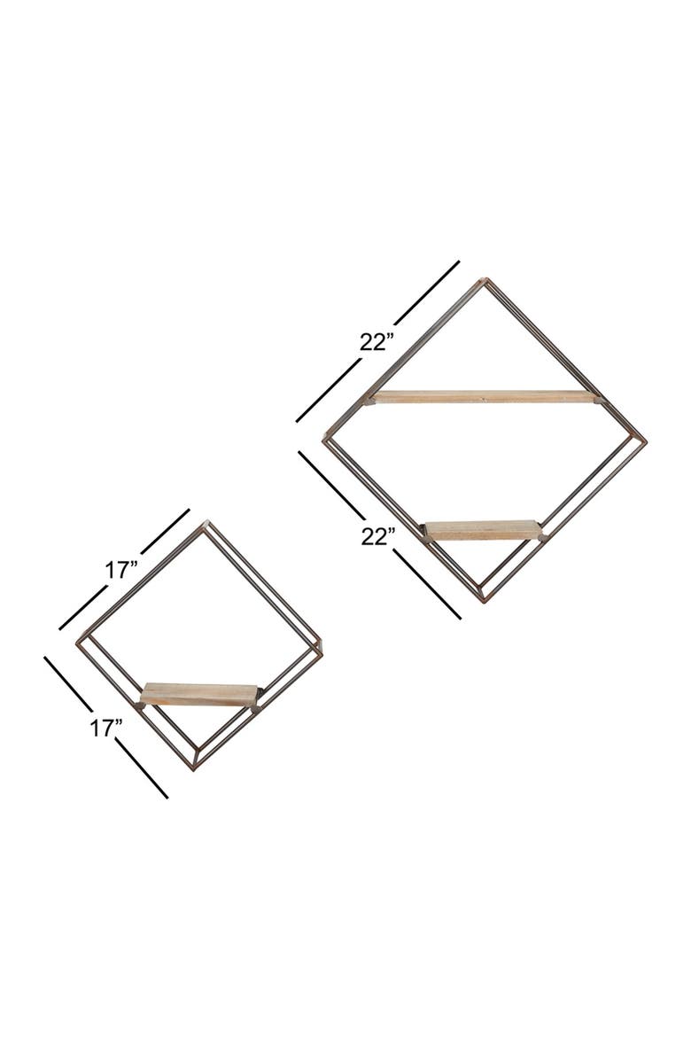 Novogratz Black Metal Diamond-Shaped Wall Shelf - Set of 2, Alternate, color, 