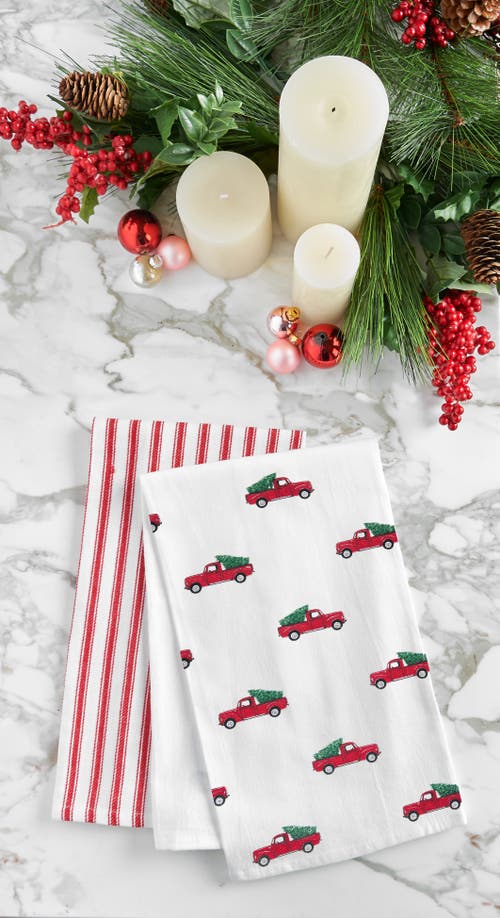 C & F Home C&f Home Red Truck Printed Flour Sack Kitchen Towel Dishtowel In Multi