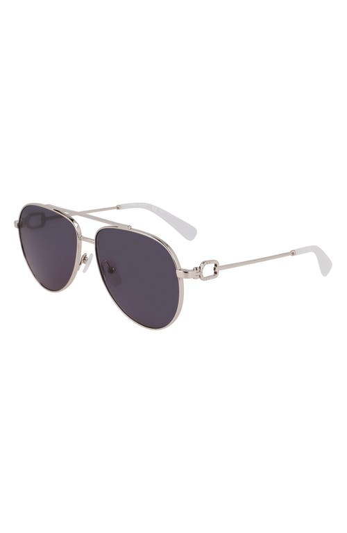 Longchamp Foulonn 58mm Aviator Sunglasses In Silver/grey
