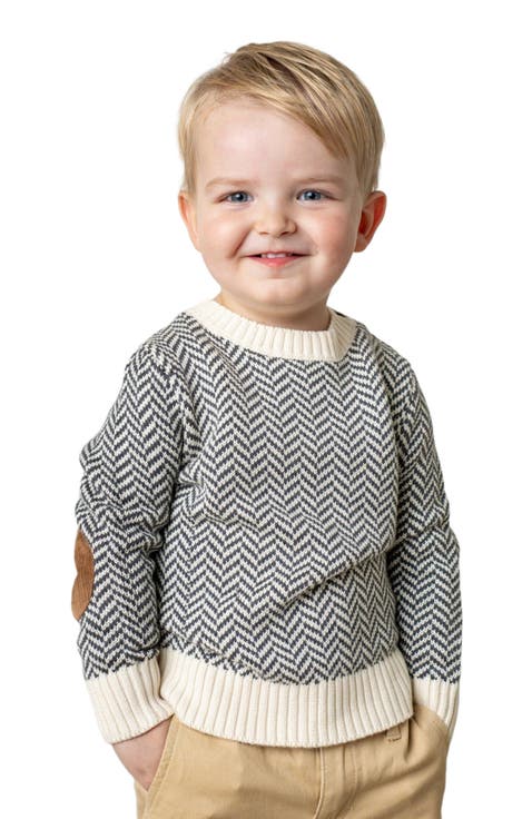 Baby Boys' Crewneck Pullover Sweater with Elbow Patches, Infant