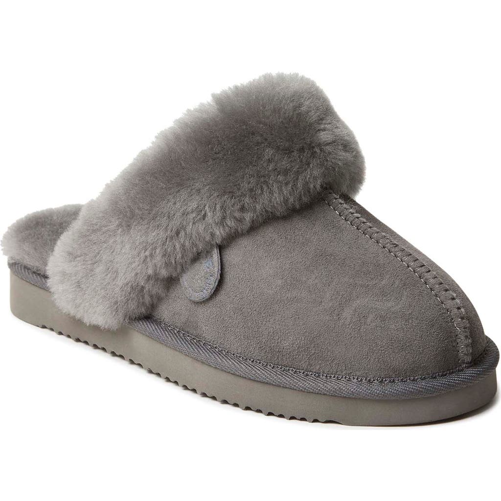 Dearfoams Fireside Sydney Genuine Shearling Scuff Slipper In Gray