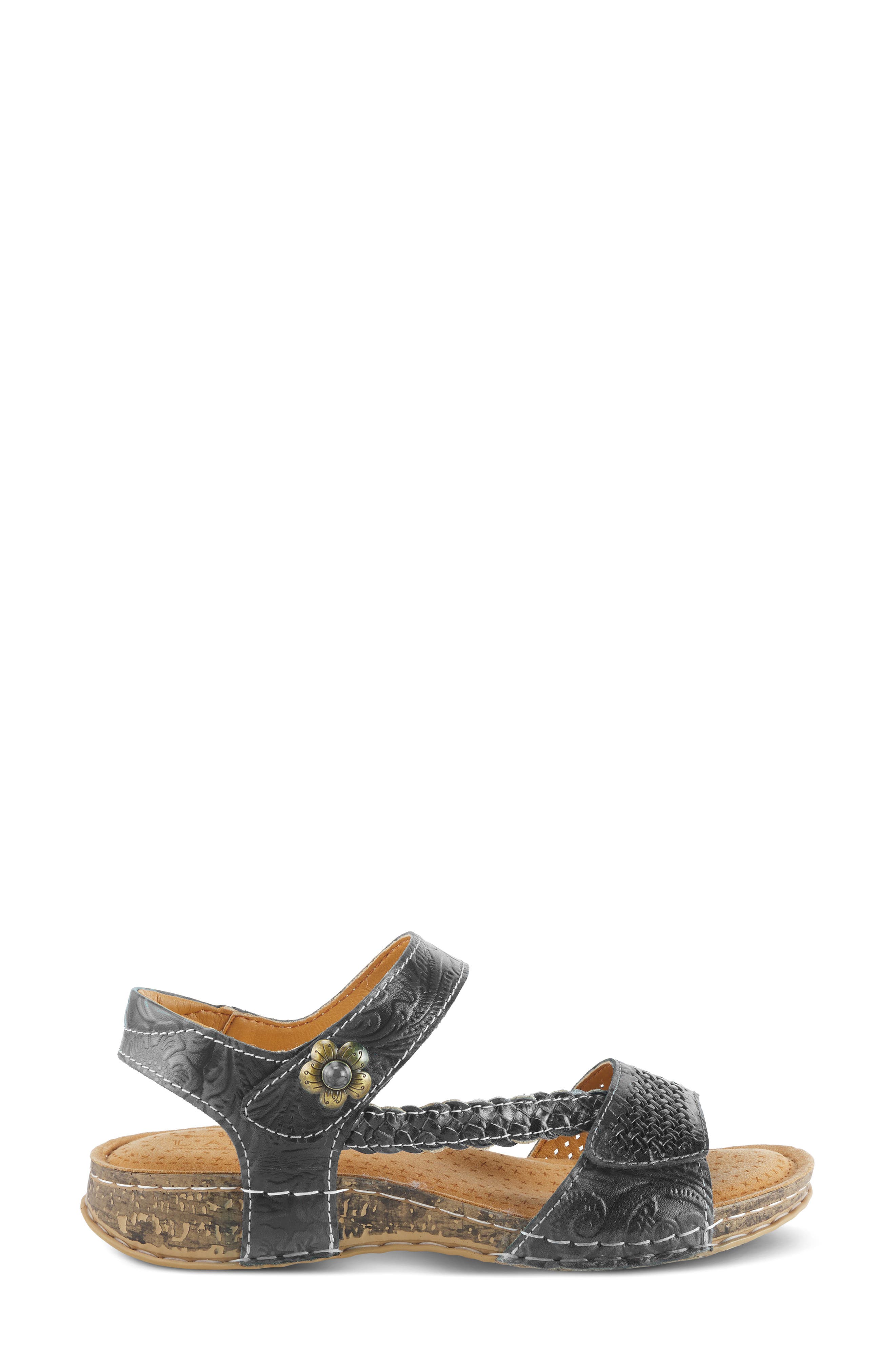 L'Artiste by Spring Step Popular Asymmetric Ankle Strap Sandal, Alternate, color, Black