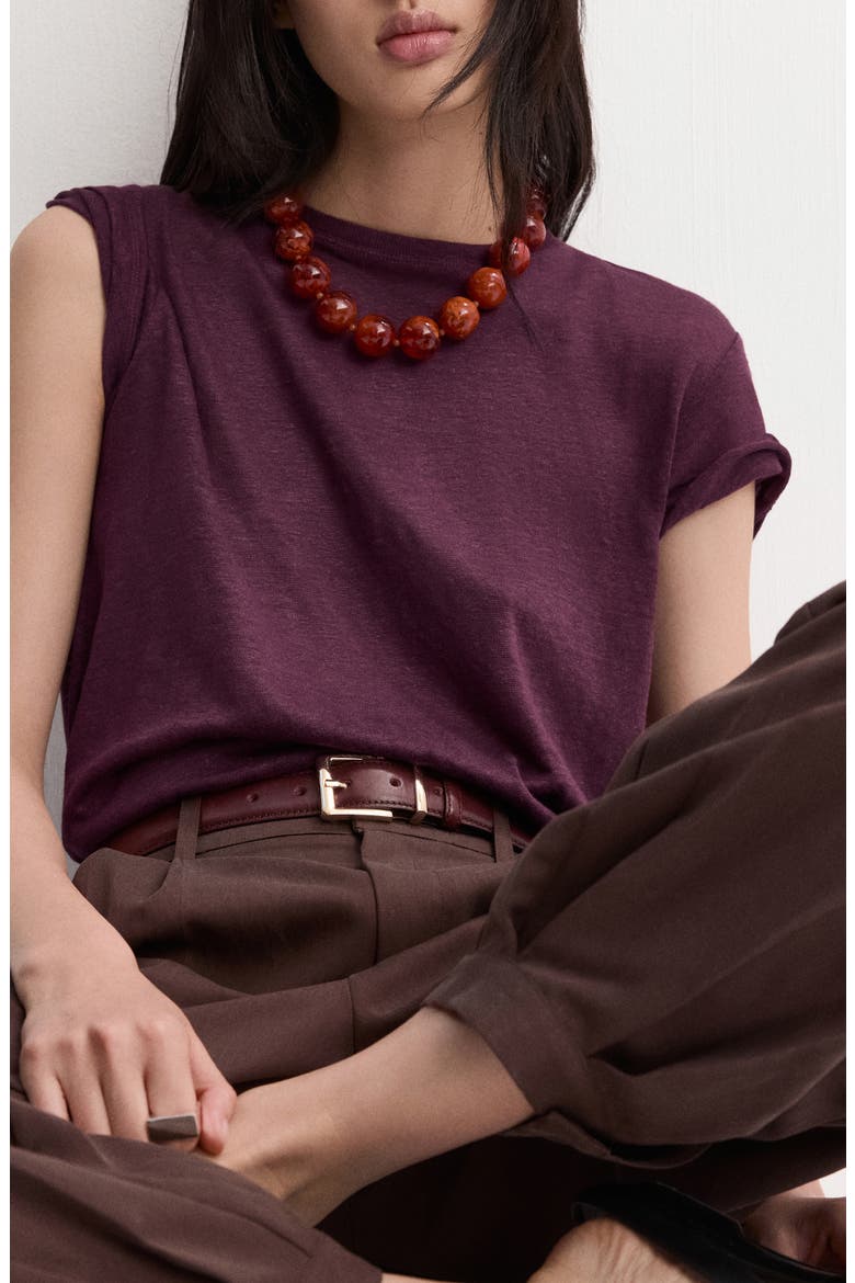 Linen T-Shirt, Alternate, color, WINE