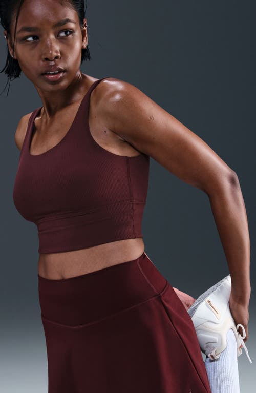 Nike Zenvy Rib Dri-fit Longline Sports Bra In Purple
