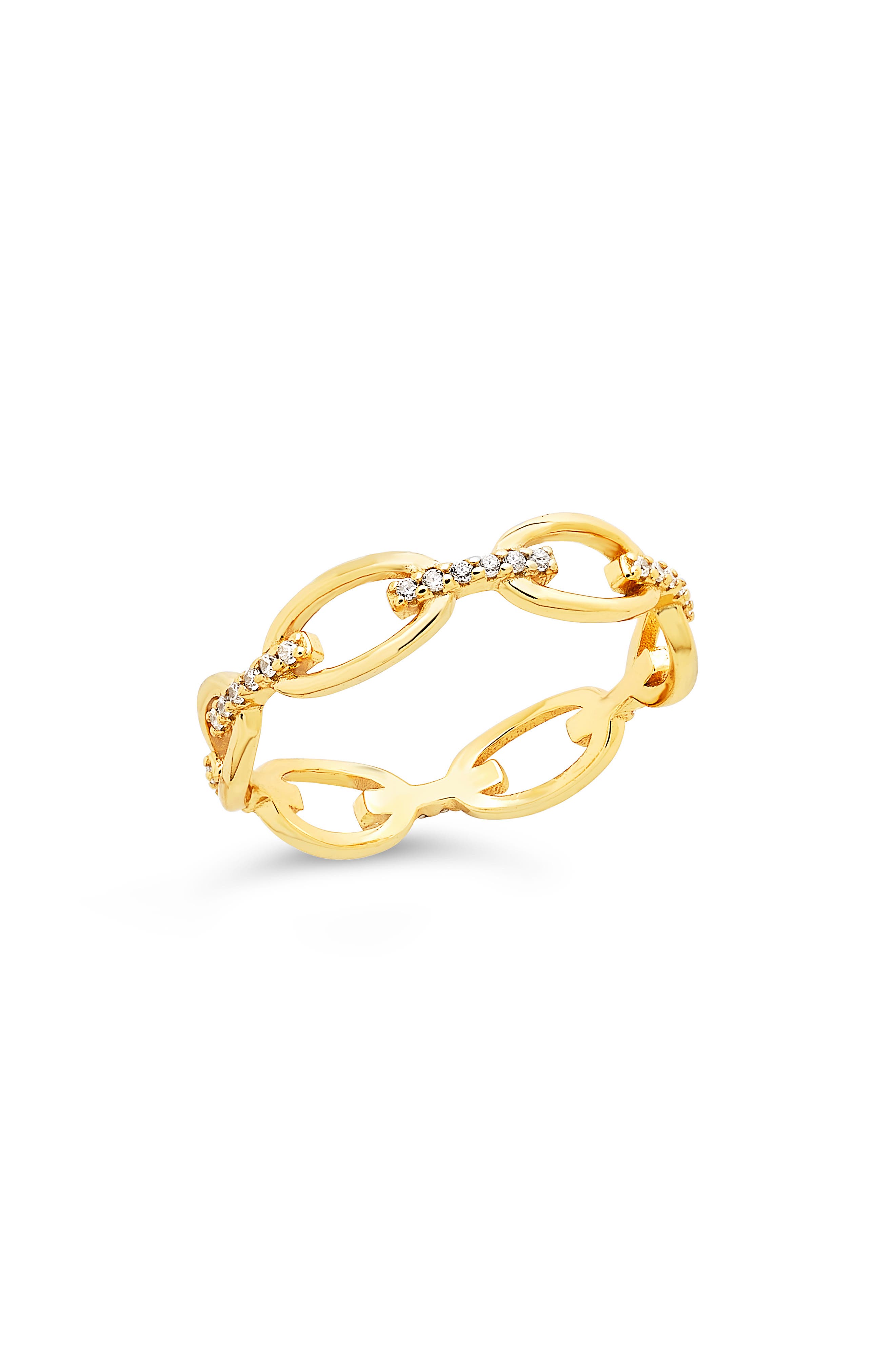 Sterling Forever Pavé Crystal Chain Link Ring (Women) | Nordstromrack