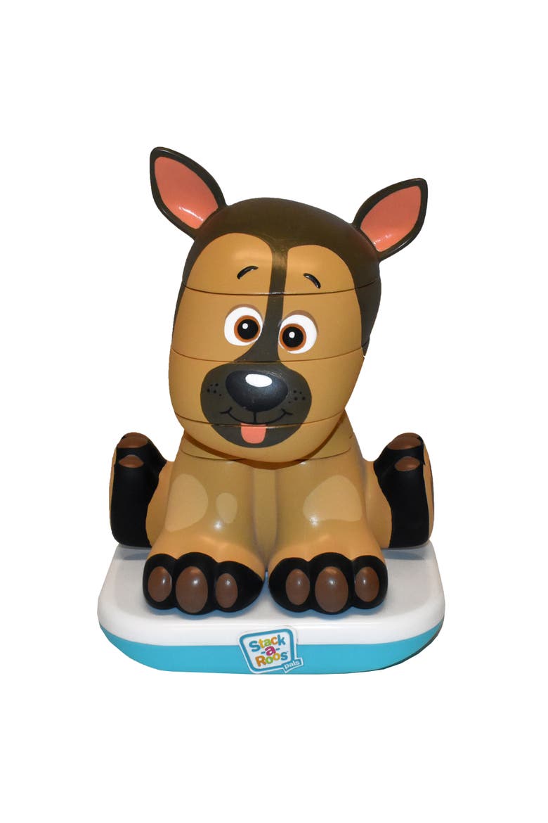Stackaroos Pals Shepherd Puppy 5Pc Stacking Tower, Lights & Sounds, Stem, Main, color, Multicolored