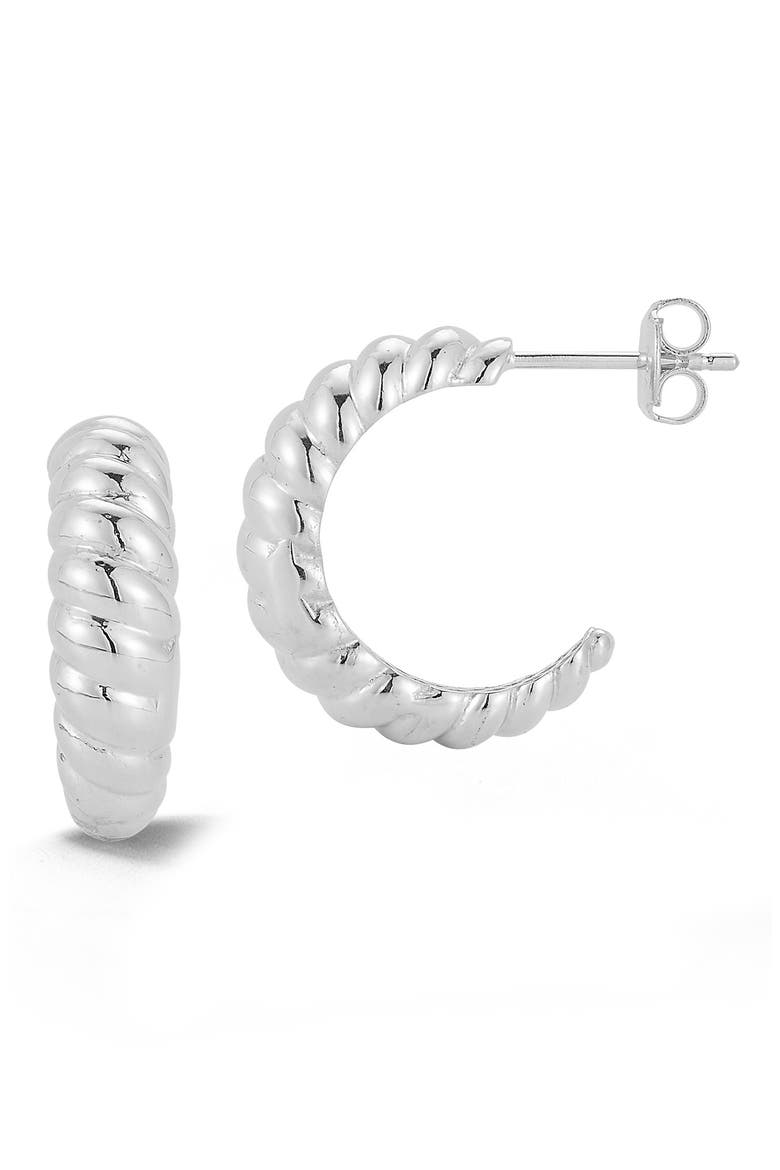 Twisted Hoop Earrings, Main, color, SILVER
