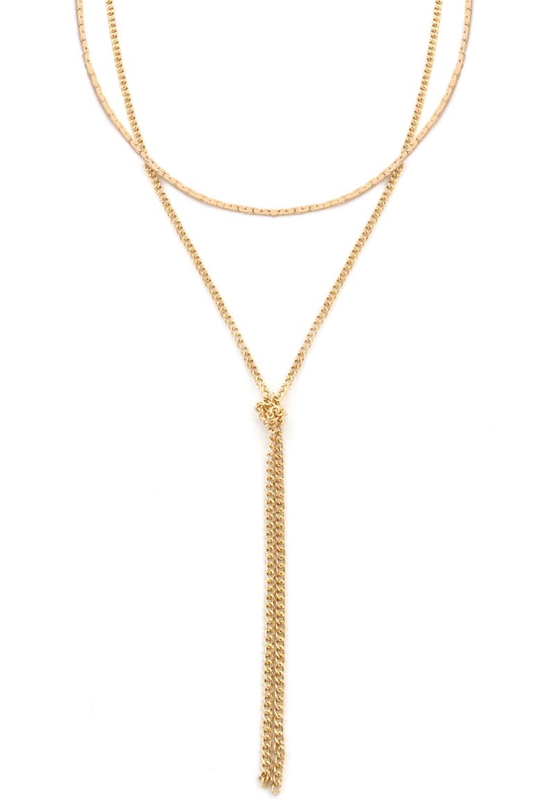 Layered Tassel Y-Necklace, Main, color, GOLD