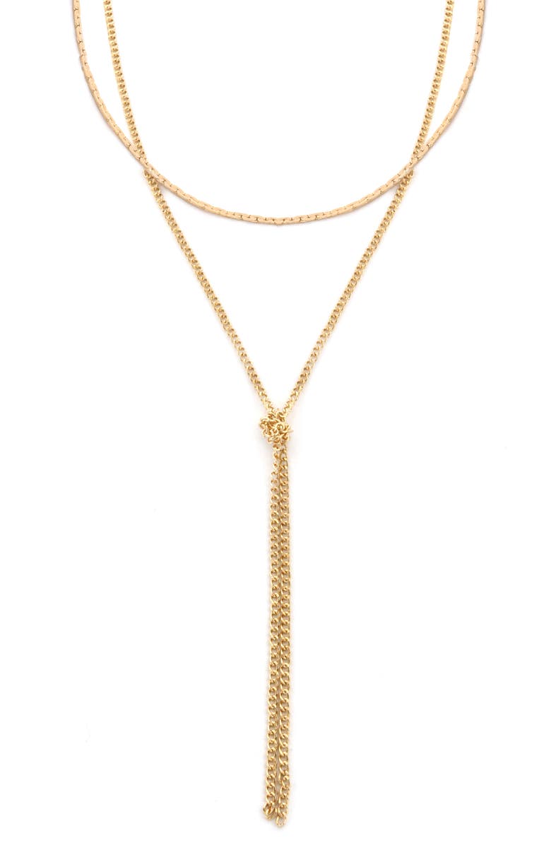 Panacea Layered Tassel Y-Necklace, Main, color, Gold