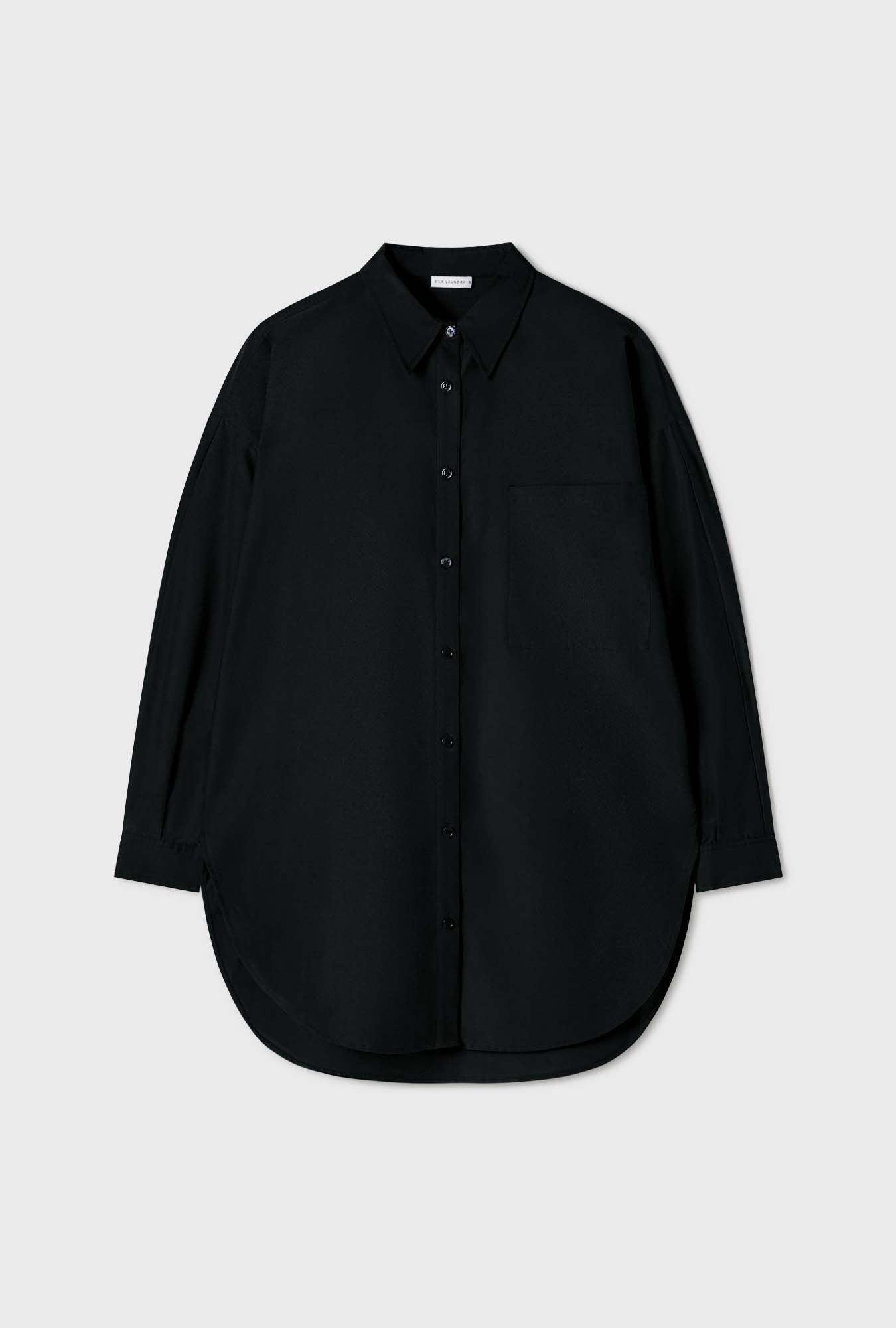 COTTON SILK ROUND SHIRT BLACK - image 2