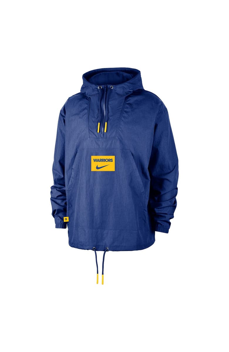 Nike Men's Nike  Royal Golden State Warriors Courtside Premium Club Anorak Quarter-Zip Hoodie Jacket, Alternate, color, Royal