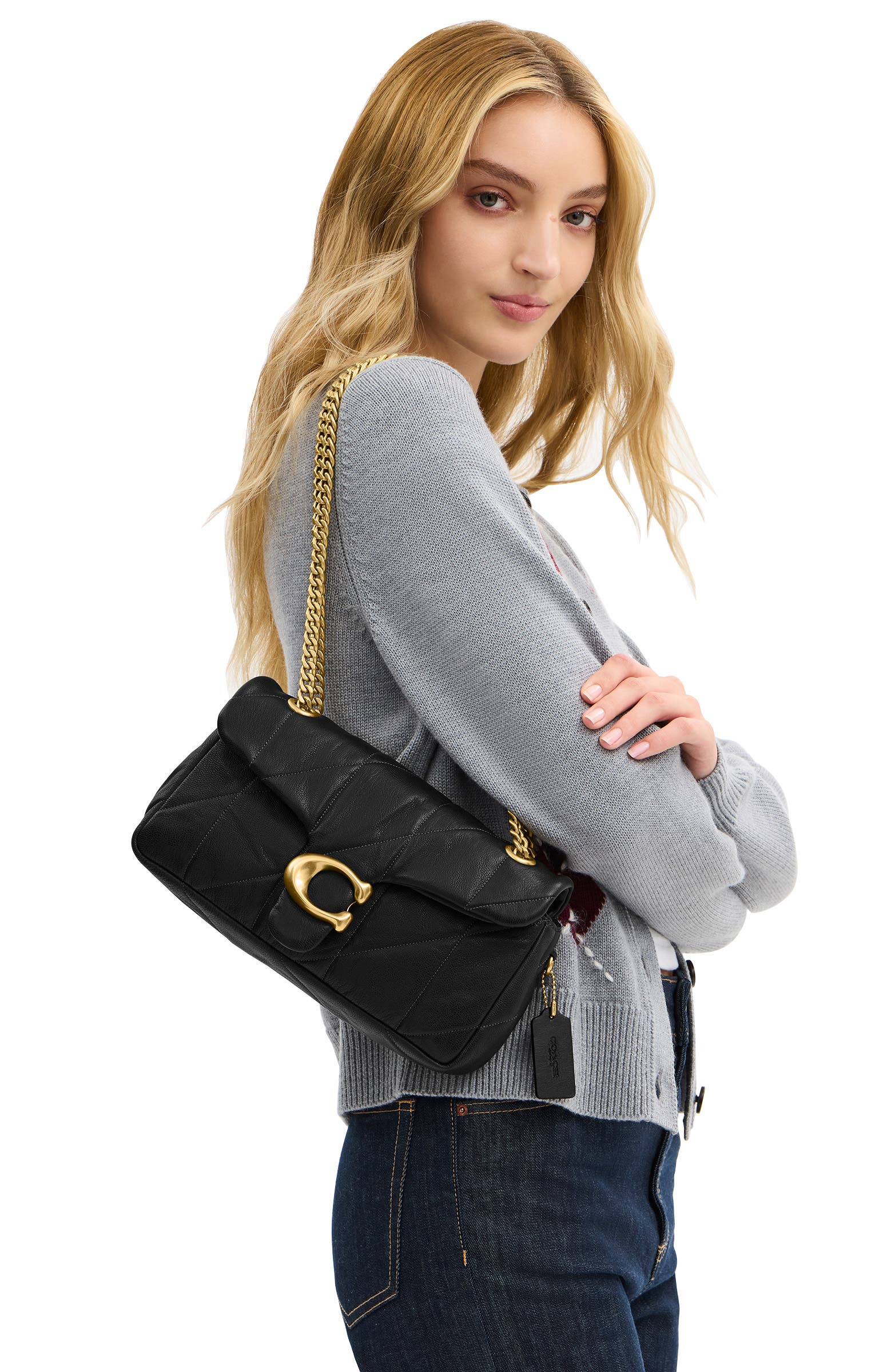 COACH Tabby 26 Soft Quilted Shoulder Bag, Alternate, color, Black